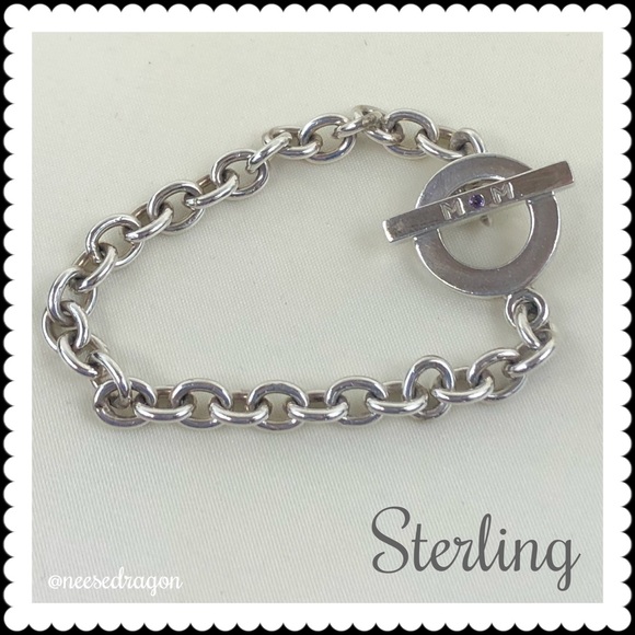 Sterling Bracelet with Toggle Clasp 925 Sterling - Picture 1 of 3